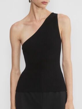 Aritzia One-Shoulder Ribbed Top in Black / Babaton Sculpt Knit